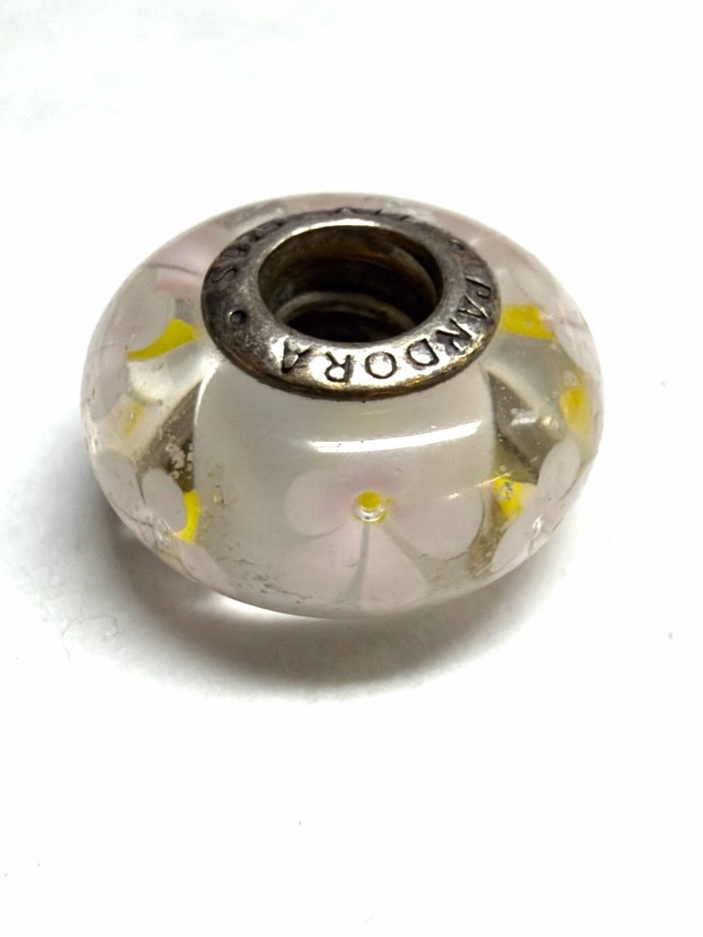 Pandora Sterling Silver Cherry Blossom Murano Glass Bead Charm